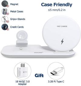 img 2 attached to 🔌 DDUAN 3 in 1 Wireless Charger Dock: Fast Charging Station Compatible for Apple Watch, AirPods, and iPhone 12/11/XR/XS, Samsung - 18W Adapter Included