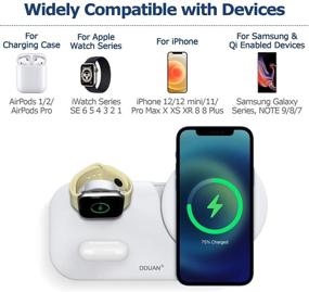 img 3 attached to 🔌 DDUAN 3 in 1 Wireless Charger Dock: Fast Charging Station Compatible for Apple Watch, AirPods, and iPhone 12/11/XR/XS, Samsung - 18W Adapter Included