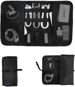 img 1 attached to Patu Roll Up Electronics Accessories Travel Gear Organizer Case - Black | Portable Universal Storage Bag for External Batteries, Hard Drives, Cables, Healthcare, Cosmetics