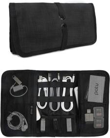 img 4 attached to Patu Roll Up Electronics Accessories Travel Gear Organizer Case - Black | Portable Universal Storage Bag for External Batteries, Hard Drives, Cables, Healthcare, Cosmetics