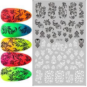 img 1 attached to 🌺 8-Sheet Retro Vintage Vine Rose Flower Butterflies Nail Stickers Decals, 3D Self-Adhesive Black and White Leaves Flowers Nail Design for Acrylic Nail Supplies, Fashionable and Easy DIY Nail Decoration Tools