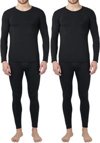 img 4 attached to 🧥 Men's Ultra Soft Thermal Underwear Set with Fleeced Lining - Warm Base Layer Top and Bottom for Cold Winter