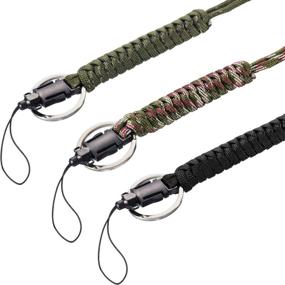 img 1 attached to 🔑 6-Piece Paracord Lanyard Keychain Utility Necklace Rope Cord Wrist Strap Parachute Cellphone Camera ID Holders for Outdoor Hiking Camping