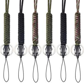 img 4 attached to 🔑 6-Piece Paracord Lanyard Keychain Utility Necklace Rope Cord Wrist Strap Parachute Cellphone Camera ID Holders for Outdoor Hiking Camping