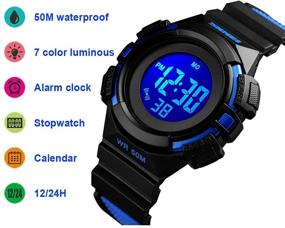 img 3 attached to 🕘 CakCity Kids Watches: Waterproof Digital Sport Watches with EL-Lights for Boys and Girls Ages 5-10