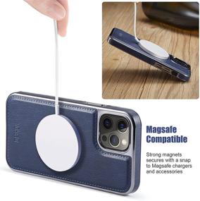 img 3 attached to MOHEYO Designed For IPhone 12 Pro Max Case Compatible With MagSafe Charger Magnetic Removable Wallet Card Holder Slim Thin Leather Cover (Blue)