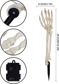 img 3 attached to LJLNION Halloween Decorations: 2 Pack Lighted Skeleton Arm Stakes with 40 LED Warm White Lights - Waterproof Battery Operated, Timer Included - Perfect for Holiday Parties, Home, Yard, Indoor & Outdoor