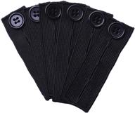 convenient elastic button extenders: 6-pack, adjustable waist extenders 👖 for men and women's pants, trousers, dress, and jeans (black) logo