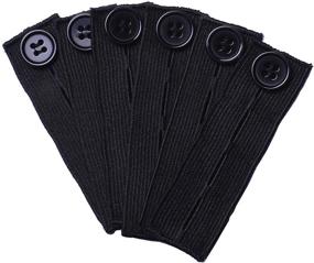 img 4 attached to Convenient Elastic Button Extenders: 6-Pack, Adjustable Waist Extenders 👖 for Men and Women's Pants, Trousers, Dress, and Jeans (Black)