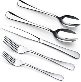 img 1 attached to 🍴 Acnusik 40-Piece Stainless Steel Flatware Set for 8, Silverware Cutlery with Knife - Ultimate Utensils Collection