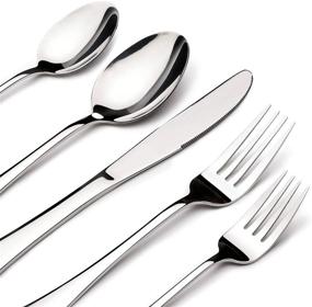 img 4 attached to 🍴 Acnusik 40-Piece Stainless Steel Flatware Set for 8, Silverware Cutlery with Knife - Ultimate Utensils Collection