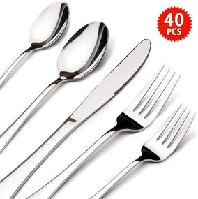 img 3 attached to 🍴 Acnusik 40-Piece Stainless Steel Flatware Set for 8, Silverware Cutlery with Knife - Ultimate Utensils Collection