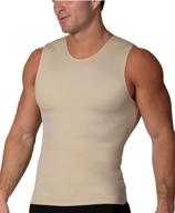 insta slim mens compression sleeveless crew neck muscle shirt – ultimate slimming body shaper undershirt логотип