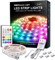 🌈 vibrant 16.4ft rgb led strip lights: 4096 diy colors, memory function, remote control, self-adhesive, 30mins timing, home decor lighting логотип