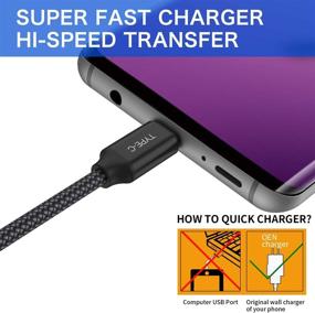 img 1 attached to 1ft USB-C Charging Cable, OneKer (2-Pack) Nylon Braided Fast Charger Cord - Compatible with Samsung Galaxy S10 S9 S8 Plus Note 9 8, LG G5 G6 V20 30, Google Pixel 2 XL, Power Bank (Black)