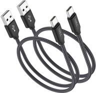 1ft usb-c charging cable, oneker (2-pack) nylon braided fast charger cord - compatible with samsung galaxy s10 s9 s8 plus note 9 8, lg g5 g6 v20 30, google pixel 2 xl, power bank (black) logo