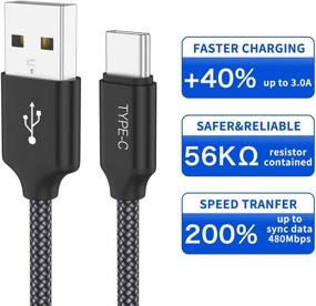 img 2 attached to 1ft USB-C Charging Cable, OneKer (2-Pack) Nylon Braided Fast Charger Cord - Compatible with Samsung Galaxy S10 S9 S8 Plus Note 9 8, LG G5 G6 V20 30, Google Pixel 2 XL, Power Bank (Black)
