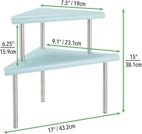 img 2 attached to 🍽️ mDesign Современная металлическая трехъярусная полка-органайзер для угловой кухни - самостоятельно стоящая, мятно-зеленая/под поверхностью шлифованная - Идеально подходит для хранения кружек, тарелок, специй, кулинарных принадлежностей - Полка-органайзер для кладовой с 2 полками