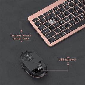 img 1 attached to 💻 seenda Перезаряжаемый Беспроводной Комплект Клавиатура Мышь: Компактный Полноразмерный Набор с Долговечной Литий-Ионной Батареей - Черный и Розовое Золото