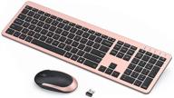 💻 seenda перезаряжаемый беспроводной комплект клавиатура мышь: компактный полноразмерный набор с долговечной литий-ионной батареей - черный и розовое золото логотип