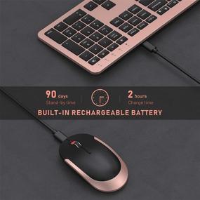 img 3 attached to 💻 seenda Перезаряжаемый Беспроводной Комплект Клавиатура Мышь: Компактный Полноразмерный Набор с Долговечной Литий-Ионной Батареей - Черный и Розовое Золото