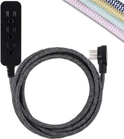 img 4 attached to Cordinate 10 Ft Braided Extension Cord Power Strip with Surge Protection & Tamper Resistant Outlets, Black/Dark Heather, ETL Listed