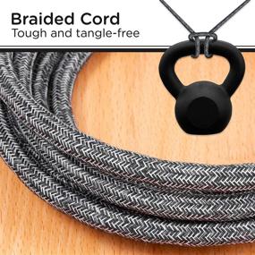 img 1 attached to Cordinate 10 Ft Braided Extension Cord Power Strip with Surge Protection & Tamper Resistant Outlets, Black/Dark Heather, ETL Listed