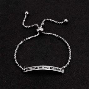 img 3 attached to 🌟 SOUSYOKYOSAM Be True Be You Be Kind Bracelet - Inspirational Jewelry for Her, Inspire Saying, Motivational Mantra