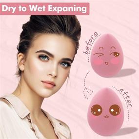 img 2 attached to 🧽 8-Piece Latex-Free Vegan Makeup Sponge Set - Beauty Blender Sponges for Foundation Blending, Cosmetic Puff for Powder Cream - Makeup Egg Sponge Blender Kit