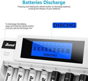 img 1 attached to 🔋 BONAI 8+1 Bay AA Battery Charger: LCD Display for Rechargeable Batteries