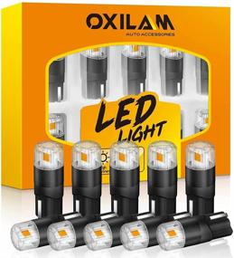 img 4 attached to 🌟 10PCS OXILAM 194 LED Bulbs Amber - Super Bright T10 W5W 168 2825 Car Interior Light Bulbs Replacement for Dome Map Door Courtesy Step License Plate Tag Lights