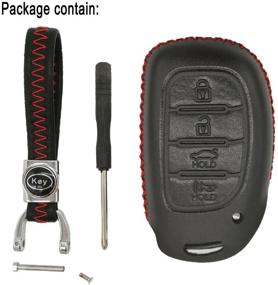 img 1 attached to 🔑 Alegender Leather Key Fob Cover: 4 Button Smart Case Protector for Hyundai Tucson Elantra Sonata (2016-2018) - Not Suitable for Flip/Pop Out/Folding Key