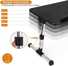 img 3 attached to 🛏️ Laptop Lap Desk - Adjustable Bed Tray Table for Home Office, Foldable Laptop Stand for Recliner, Portable Standing Computer Desk for Gaming, Writing, Eating, & Reading in Couch, Sofa, Bed