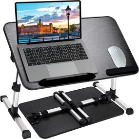 img 4 attached to 🛏️ Laptop Lap Desk - Adjustable Bed Tray Table for Home Office, Foldable Laptop Stand for Recliner, Portable Standing Computer Desk for Gaming, Writing, Eating, & Reading in Couch, Sofa, Bed
