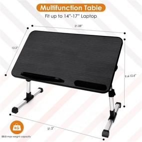 img 1 attached to 🛏️ Laptop Lap Desk - Adjustable Bed Tray Table for Home Office, Foldable Laptop Stand for Recliner, Portable Standing Computer Desk for Gaming, Writing, Eating, & Reading in Couch, Sofa, Bed
