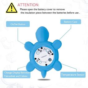 img 1 attached to 🐢 Doli Yearning Baby Bath Thermometer: Blue Turtle Shape with Fahrenheit and Celsius Readings - Ensuring Kids' Bathroom Safety and Fun