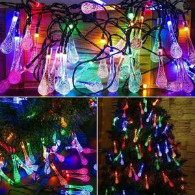 img 3 attached to Outdoor Lights Solar String 21 Ft 30 LED Multicolor Water Drop Garden Lights 8 Lighting Modes Waterproof Fairy String Terrace Patio Camping Holiday Decoration (Water Drop)