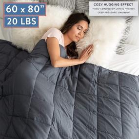 img 1 attached to 💤 Adult Weighted Blanket - Best Cooling Heavy Blanket for Sleep - Thick Cotton Weighted Throw Blanket with Calming Glass Beads - Full Queen Size Bed for Couples - 20 lbs 60x80 in