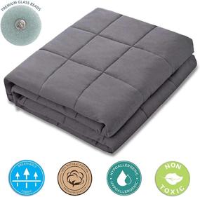 img 3 attached to 💤 Adult Weighted Blanket - Best Cooling Heavy Blanket for Sleep - Thick Cotton Weighted Throw Blanket with Calming Glass Beads - Full Queen Size Bed for Couples - 20 lbs 60x80 in