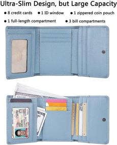 img 3 attached to 👛 Stylish AINIMOER Women's Small Leather Wallet with Coin Pocket - RFID Blocking and Slim Compact Design in Lichee Gray Blue