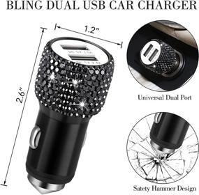 img 2 attached to 🚗 Набор автодекора Bling: автодекор для женщин - держатель для телефона, USB зарядное устройство, подстаканники, крючки и держатели для очков в черном цвете.