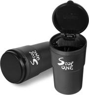 🚬 stop one car ashtray: portable, large auto ash tray with lid - windproof & detachable, ideal for car, outdoor, indoor, travel - black logo