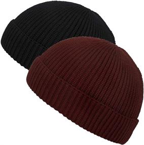 img 3 attached to Stay Warm in Style with the MaxNova Knit 🧣 Cuff Short Fisherman Beanie Hat for Men and Women During Winter