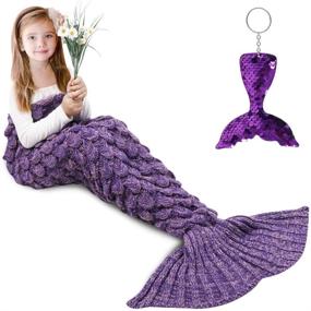 img 4 attached to AmyHomie Mermaid Blanket Crotchet ScalePurple