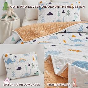 img 2 attached to Joyreap 2-Piece Cotton Twin Quilt Set - Cute Dinosaur Reversible Design for Kids, Boys, and Girls - Breathable Skin-friendly Quilt Bedspread Bed Cover for All Seasons - Includes 1 Quilt and 1 Pillow Sham - Dimensions: 68x86 inches