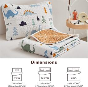 img 1 attached to Joyreap 2-Piece Cotton Twin Quilt Set - Cute Dinosaur Reversible Design for Kids, Boys, and Girls - Breathable Skin-friendly Quilt Bedspread Bed Cover for All Seasons - Includes 1 Quilt and 1 Pillow Sham - Dimensions: 68x86 inches