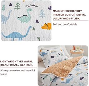 img 3 attached to Joyreap 2-Piece Cotton Twin Quilt Set - Cute Dinosaur Reversible Design for Kids, Boys, and Girls - Breathable Skin-friendly Quilt Bedspread Bed Cover for All Seasons - Includes 1 Quilt and 1 Pillow Sham - Dimensions: 68x86 inches