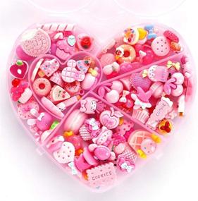 img 4 attached to 🍬 WINTING Resin Flatback Charms - 100pcs Slime Charms & Containers: Mixed Candy Cake Sweets Cabochons for DIY Crafts, Scrapbooking, and Jewelry Making in Pink