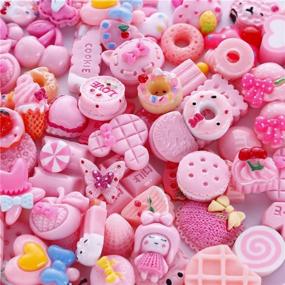 img 2 attached to 🍬 WINTING Resin Flatback Charms - 100pcs Slime Charms & Containers: Mixed Candy Cake Sweets Cabochons for DIY Crafts, Scrapbooking, and Jewelry Making in Pink