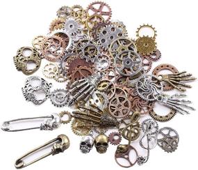 img 4 attached to DIY Assorted Color Antique Metal Steampunk Watch Gear Cog Wheel Skull Musical Note Charms: Crafting & Jewelry Making Accessory